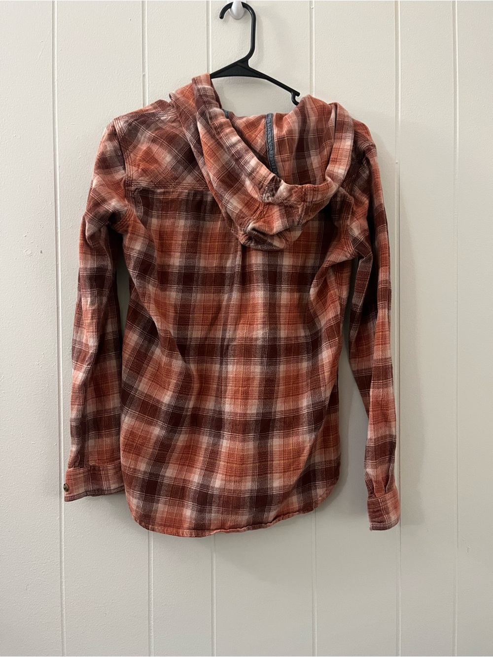 Carhartt Peach Plaid Flannel Button-Up Hoodie - Picture 2 of 6